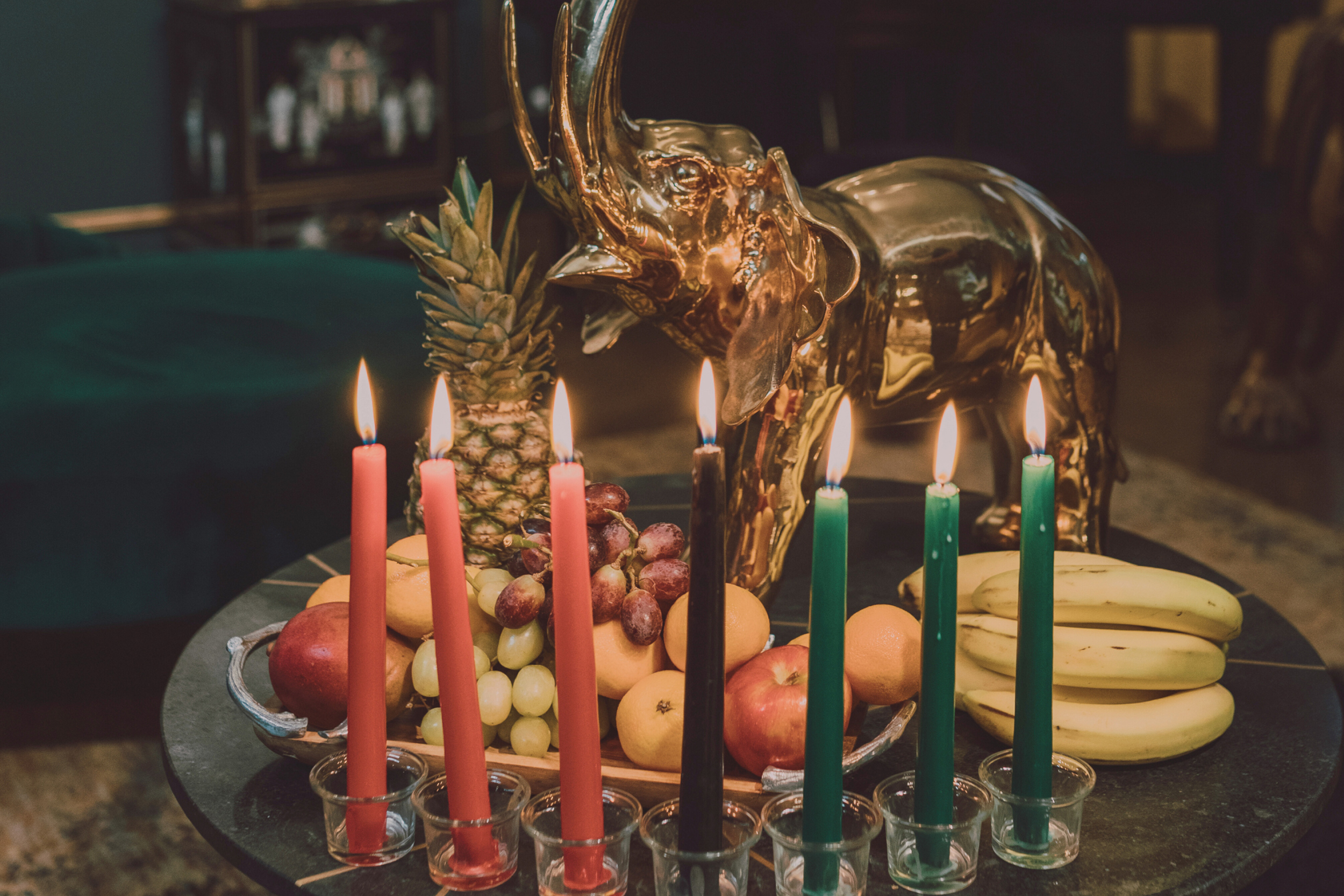 Hanukkah candles on table